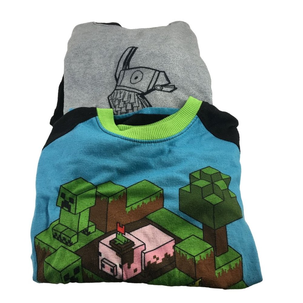 2 PC PAJAMA LOT FORTNITE & MINECRAFT BOYS SIZE 8